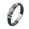 Leather Braided Viking Bracelets for Men Boys Vintage Triangle Vegvisir Amulet Scandinavian Wrap Cuff Wirstband Bracelets