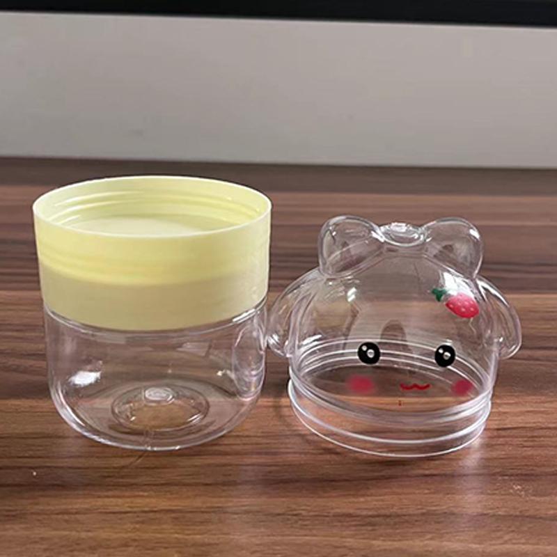 1Pcs Cartoon Rabbit Plastic Bottle Transparent Pet Food Grade Candy Bottle Random Color