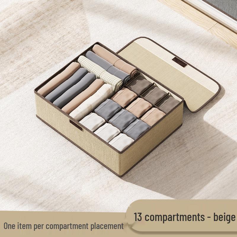 Three-in-One Cotton Linen Underwear & Sock Drawer Organizer for Home Dorms