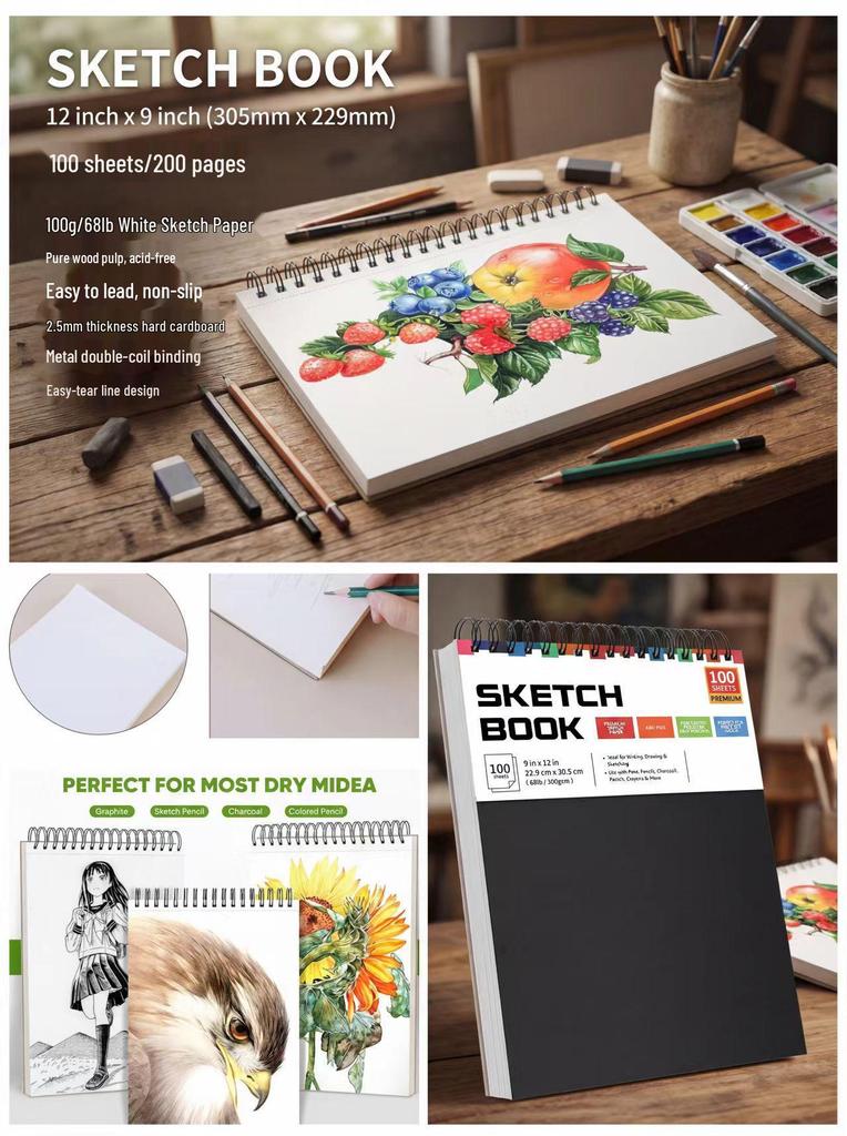 Popular 9x12 Inch Tearable Sketchbook for Quick Art Sketches