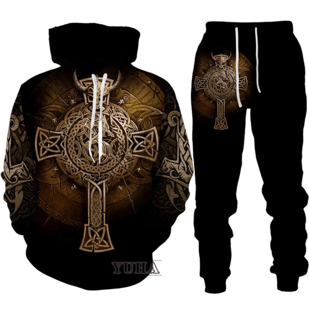 Spring Autumn 3D Printed Fierce Eagle Pattern Hoodies Sweatshirt Men's Sweatpants Set Unisex Tracksuit Fashion Men Clothing Suit