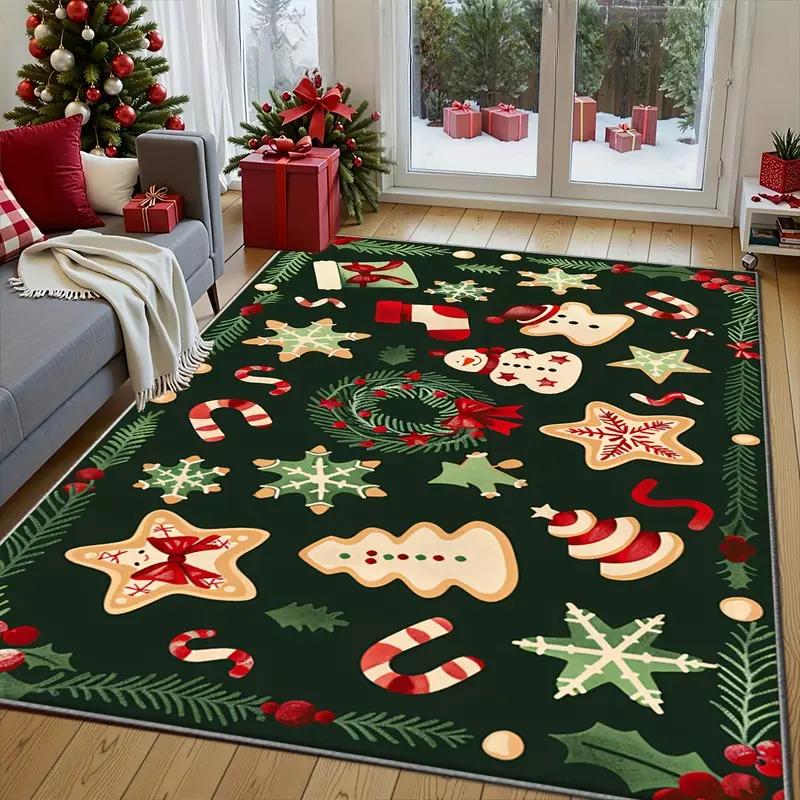 

Festive Christmas Tree Carpet for Home Entryway Non Slip Floor Mat Bedroom Decor Living Room Area Rug Christmas Gifts 40x60cm