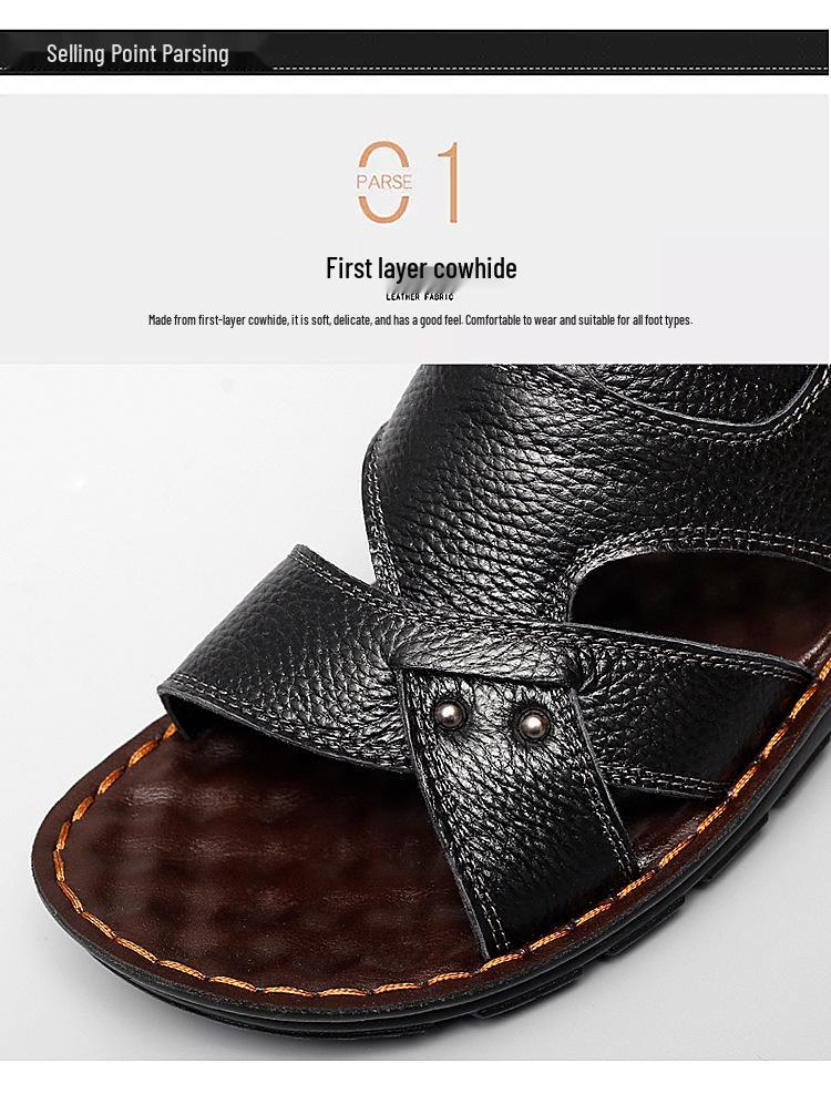 2023 Men's Genuine Leather Casual Beach Sandals