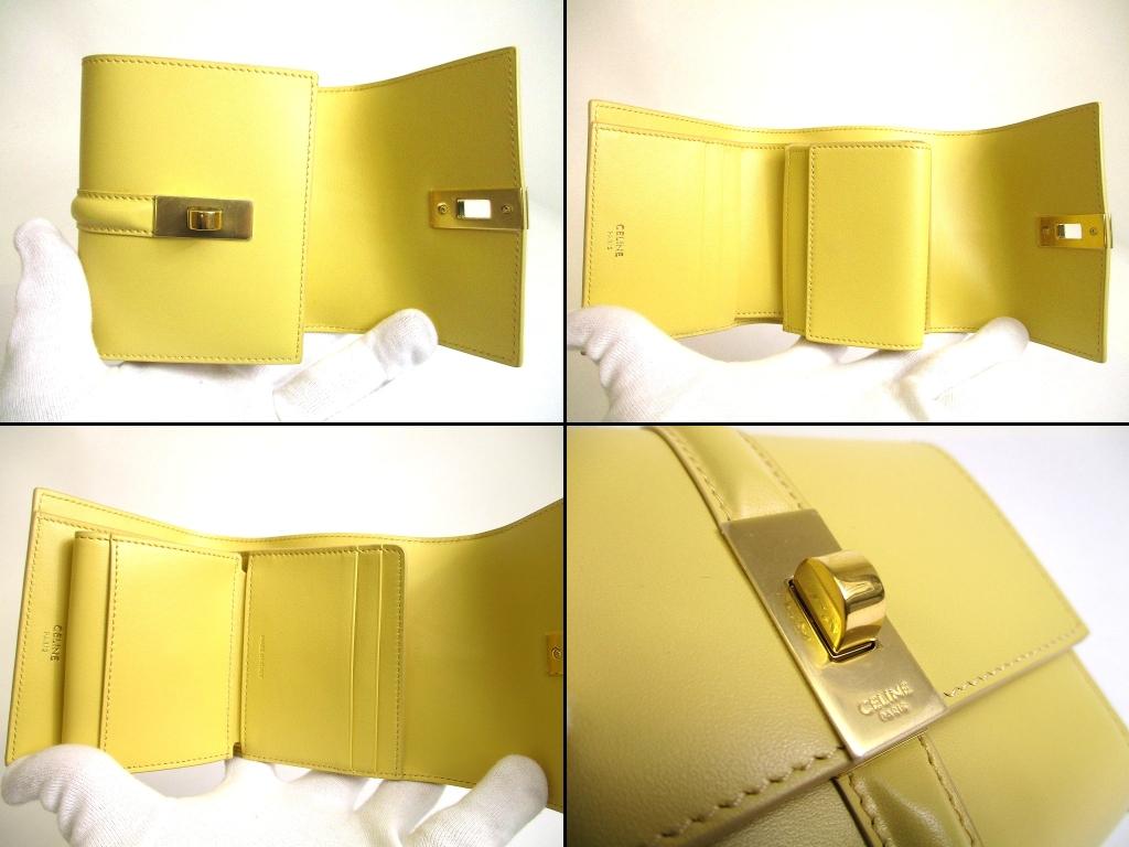 Authentisches CELINE Pollenleder Kleines Dreifach-Portemonnaie Kompaktes Portemonnaie #b042 Offene Schachtel