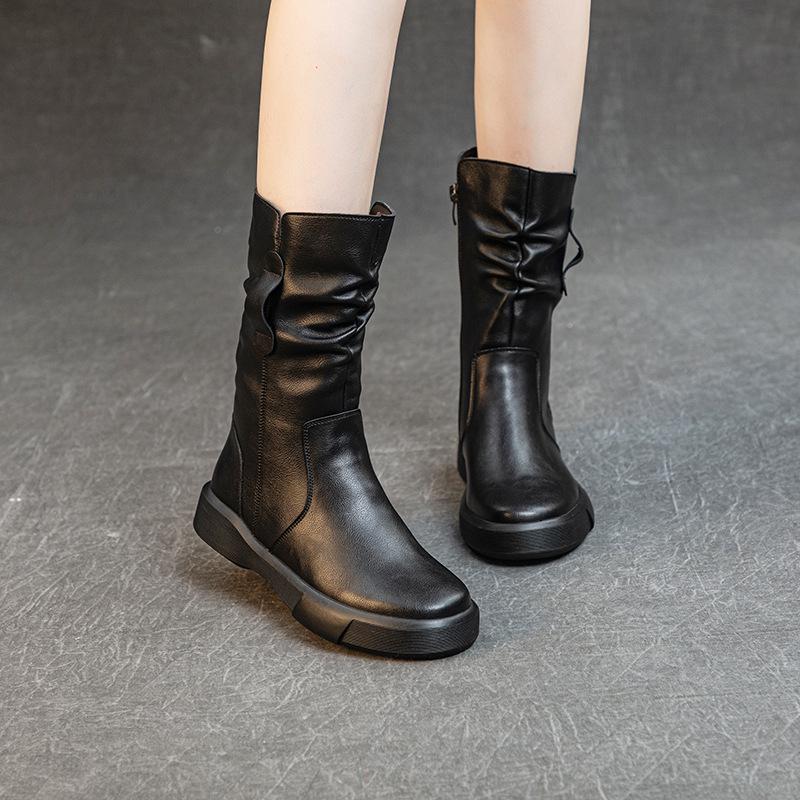 

Стильные женские ботинки мартин из натуральной кожи до середины икры - Универсальные, теплые и на толстой подошве для осени/зимы 43