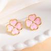 Four-Leaf Clover Stainless Steel Stud Earrings for Women - Colored Titanium Simple Ear Jewelry