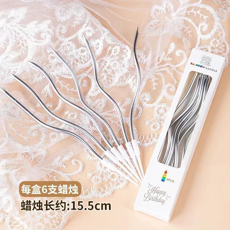 New 6pcs Birthday Candles Spiral Cake Candles Long Thin Cake Candles for Wedding Party and Cake Decoration Party Decorative