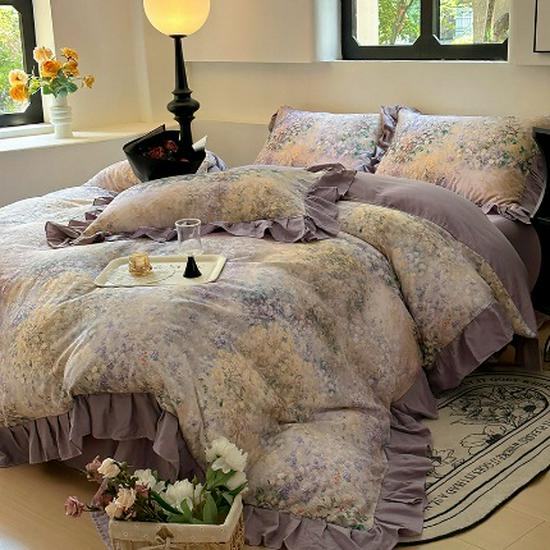 Verdicktes Winter-Baumwoll-Doppellagen-Musselin Französisches Bettwäsche-Set Klasse A & Bettbezug-Set