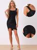 Allegra K Women's Sparkling Sequin Tank Dress, Sleeveless, Party Dress, Slim Fit, Short, Black, Size M