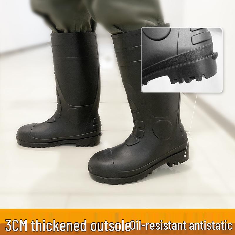 PVC Steel Toe High-Top Safety Boots: Anti-Smash, Anti-Puncture, Non-Slip, Comfortable for Long Hours. Suitable for Work and Rain.