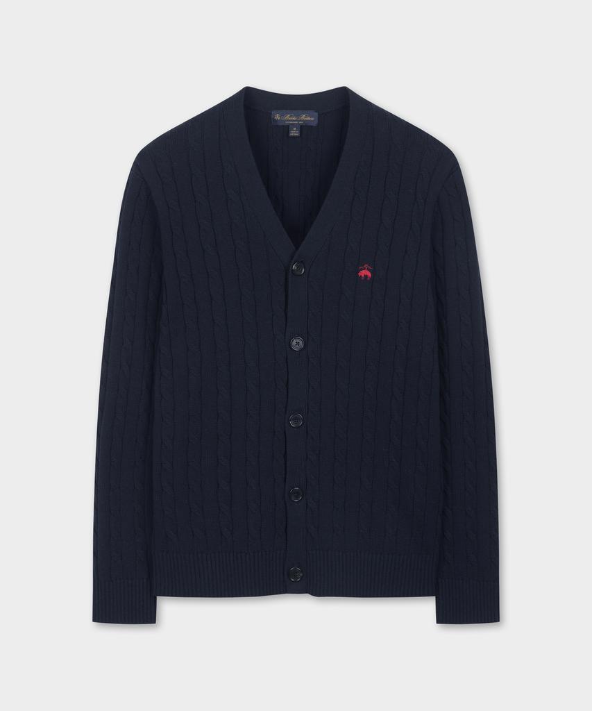 Brooks Brothers Cotton Cable Cardigan (Dark Navy) (Bbwcmbg101)