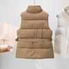 Down Vest for Women Winter Large Pockets High Collar Windproof Warmth Sleeveless Tops Vest Oversize Thickened Casual Vest