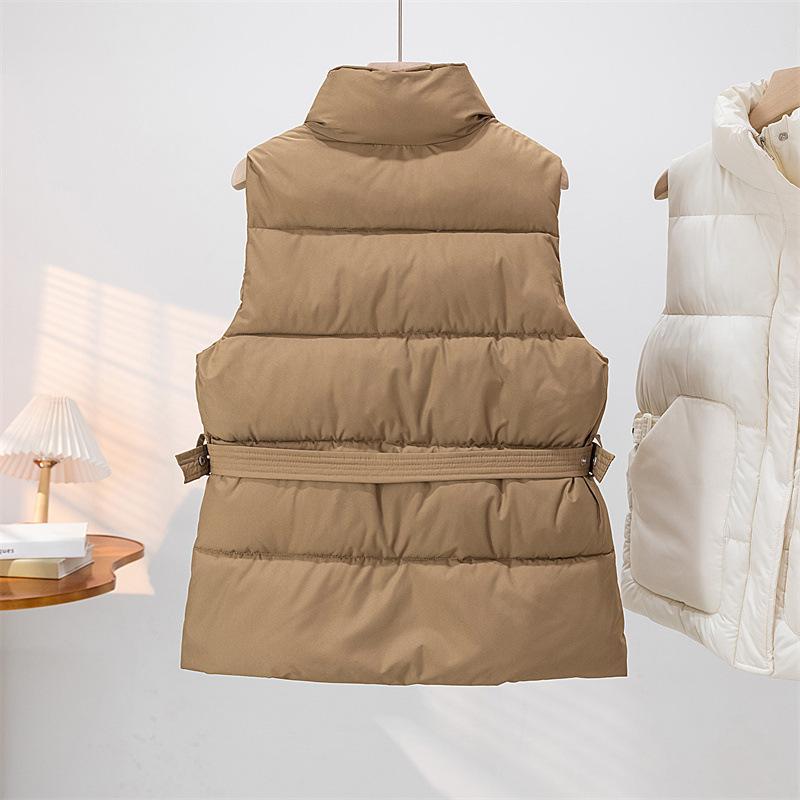 Down Vest for Women Winter Large Pockets High Collar Windproof Warmth Sleeveless Tops Vest Oversize Thickened Casual Vest