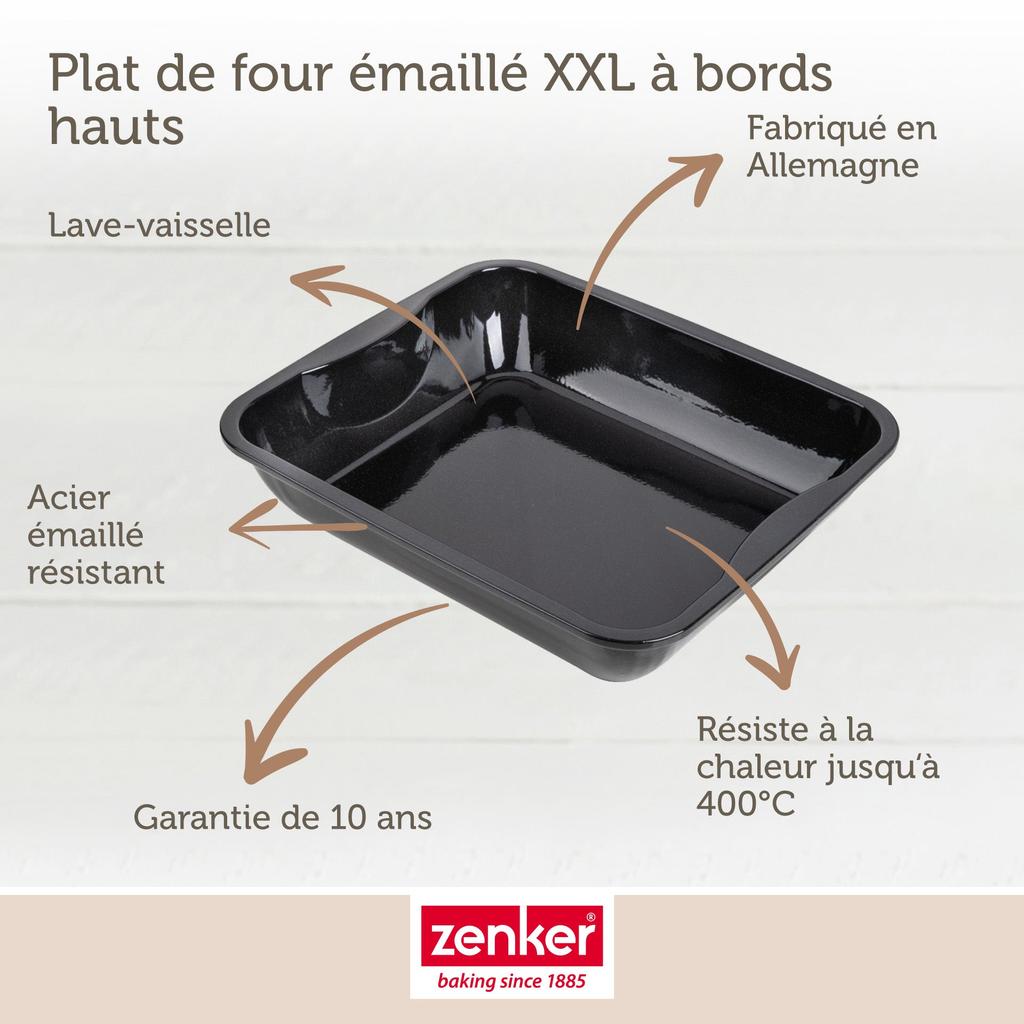 XXL Rectangular Oven Dish In Enamelled Steel 40 X 34 Cm Zenker Spécial Cooking Ref. 7203