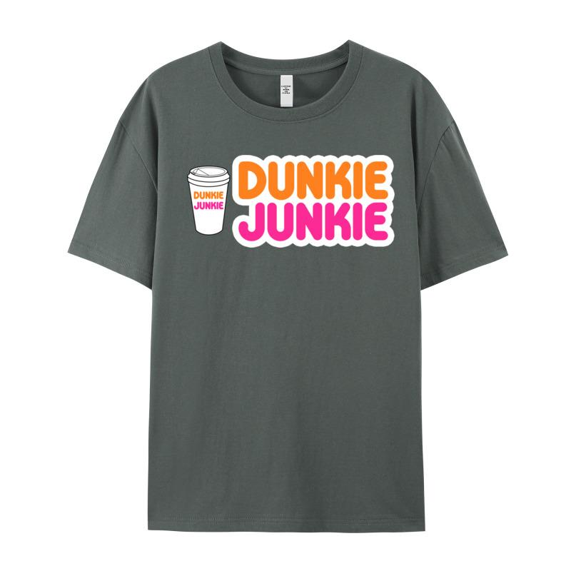 Tees Funny Dunkie Junkie Coffee Love Tops Shirts Summer Newest Slogan Short Sleeve 100 Cotton Round Neck Unisexs Tshirts Slogan