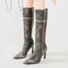 Eleganckie Szpiczaste Buty do Kolan z Bocznym Zamkiem Damskie Jesień Zima Retro Buty Rycerskie Wygodne Wodoodporne Botas Largas Mujer