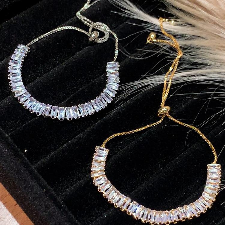 Geometrisches Zirkon-Patchwork-Auszieharmband: Luxuriöses, Stilvolles & Vielseitiges Armreif für Damen