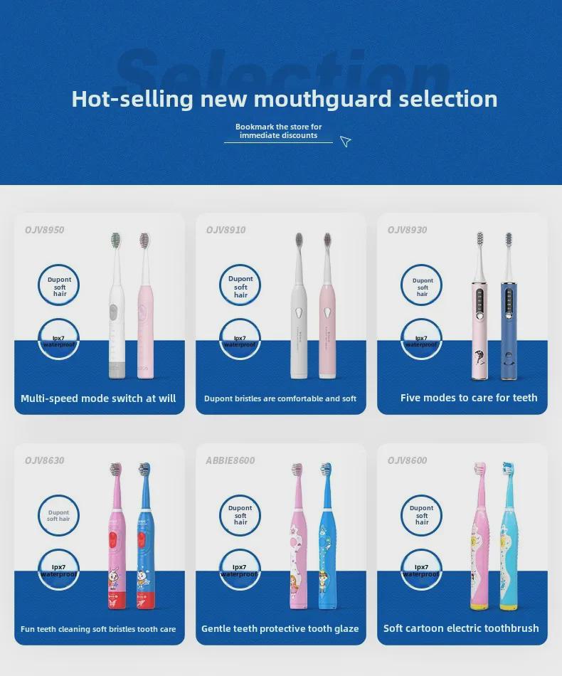 Kids' Sonic Electric Toothbrush Set, Ages 3-9, 3-Speed, USB Rechargeable, with Timer and Music.