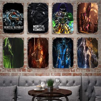 Mortal Kombat Ikoniškas HD Plakatas Plakatas Vintažinis Skardos Ženklas Metalo Ženklas Dekoratyvinė Plokštelė Pub Barui Vyro Urvui Klubui Sienos Dekoras