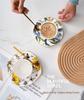 Exquisite Bone China Coffee Cup & Saucer - Hand-Painted Blooming Iris, Ideal Birthday Gift