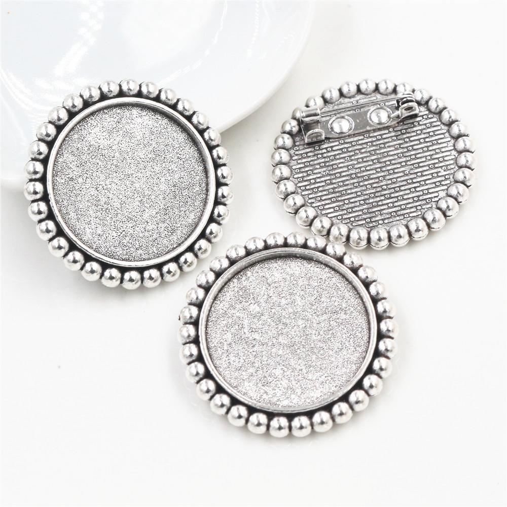 New Fashion 5pcs 25mm Inner Size Antique Silver Plated and Antique Bronze and Antique Gold Color Brooch Cabochon Base Setting