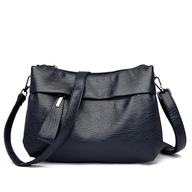 Трехслойные женские сумки на плечо большой вместимости, однотонные простые женские сумки-мессенджеры из мягкой кожи, легкие маленькие сумки в стиле ретро