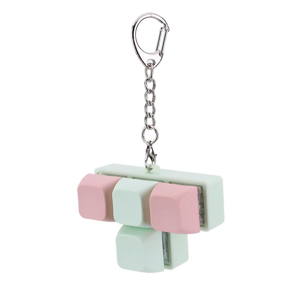 Finger Keyboard Fidget Toys 4-Button Keyboard Fidget Clicker Keychain Finger Calming Keychain Stress Relief Toys for Kids Adults