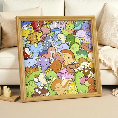 Yousheng DIY Dinosaurier Holz Malpuzzle mit Rahmen Stiften 2-in-1 Malen Unregelmäßiges Puzzlespiel Bastelset 3D Puzzle Bilderrahmen Schmuck