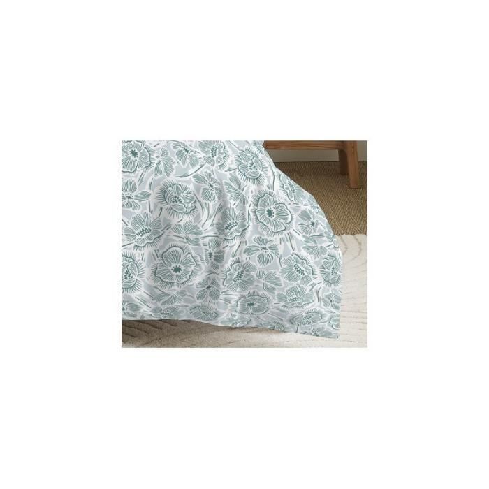 Pack complet housse de couette réversible pour lit 90 x 190 cm Agathe céladon