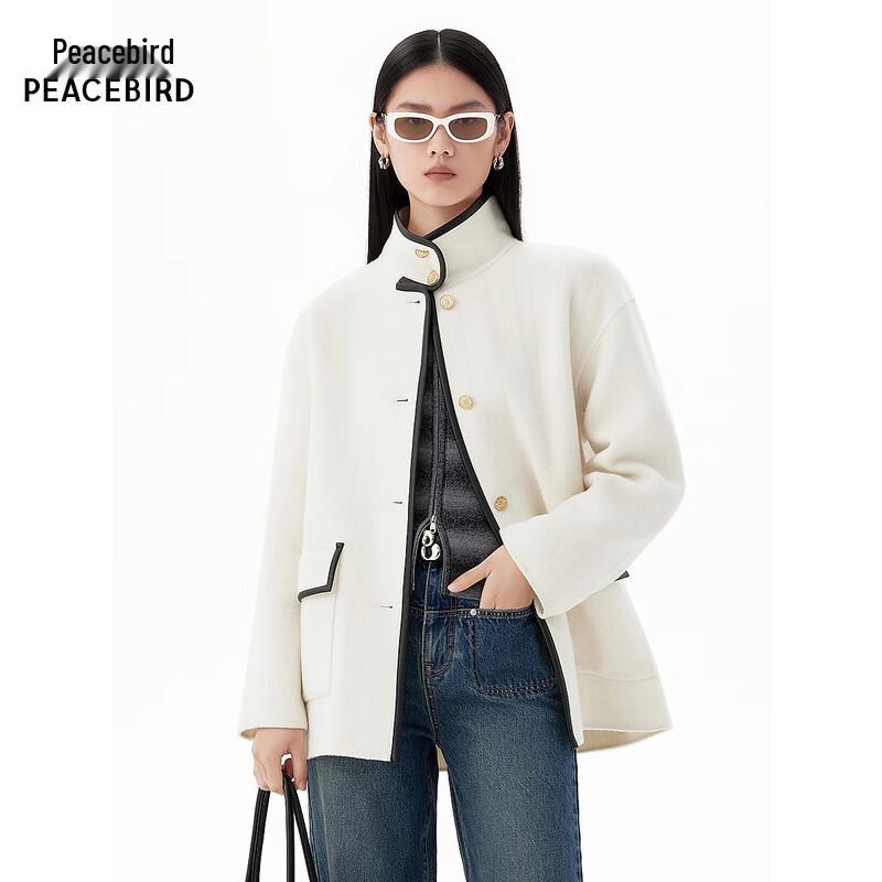 PEACEBIRD Women s PU-Edged Stand Collar Coat L