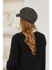 Women's Retro British Plaid Octagonal Cap: Versatile Spring/Autumn Beret with Big Brim for a Casual, Literary Look.