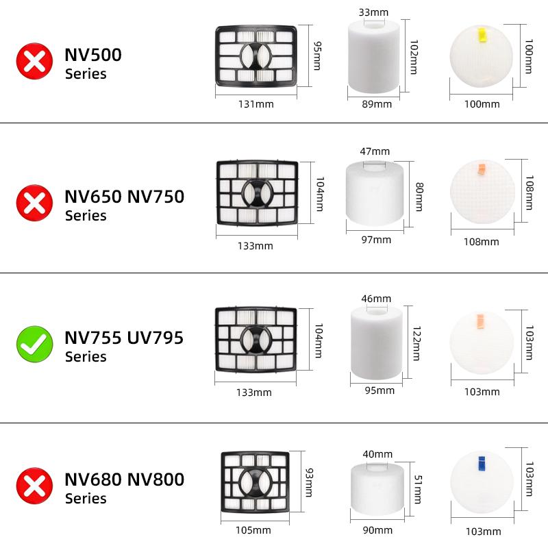 Vacuum Filter Compatible For Shark Spinner Power Lift Type XL Capacity NV755 and UV795 Rotor Detachable Vacuum Cleaner