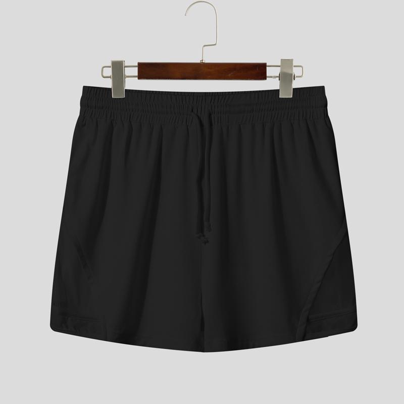 

INCERUN Мужские шорты на кулиске с эластичной талией, сетчатая вставка, мини-брюки, пижама M чёрный