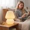 Desk Lamp Ins Style Mushroom LED Lamp Striped Mushroom Bedside Lamp Transparent Glass Night Lamp Nightlight for Baby