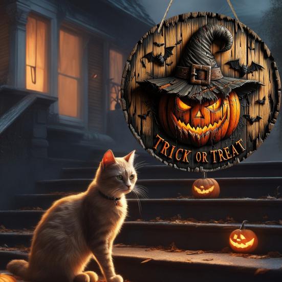 Halloween Sign for Front Door Halloween Wreath Wooden Hanging Sign Boo Ghost Pumpkin Witch Welcome Sign for Window Wall Decor