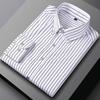 Men's Business Casual Striped Long Sleeve Shirt with Button-Down Collar