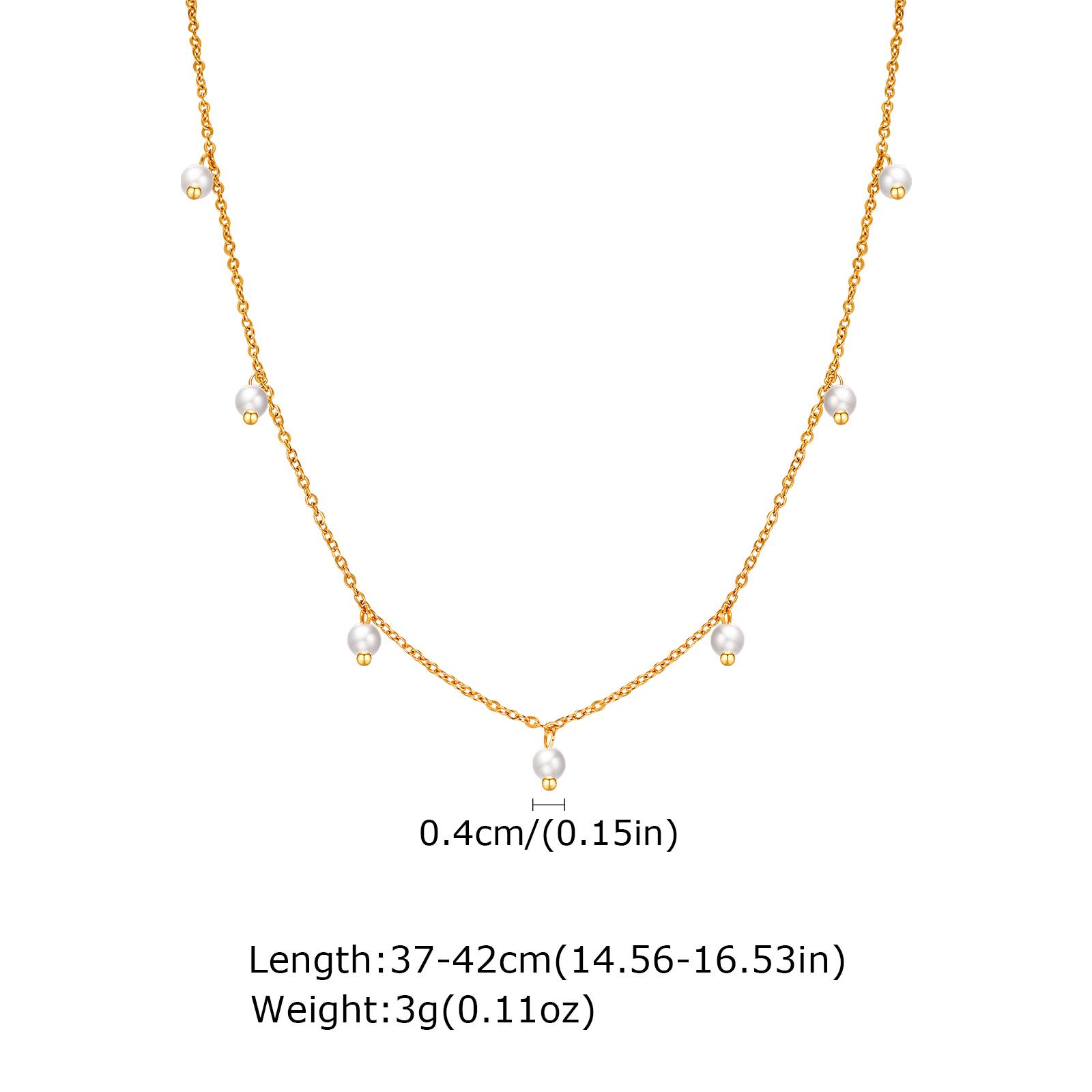 

Exquisite Simple High-Grade Imitation Pearl Bead Necklace Stainless Steel Thin Chain Gold Plated Charm Collar Jewelry Women Gift