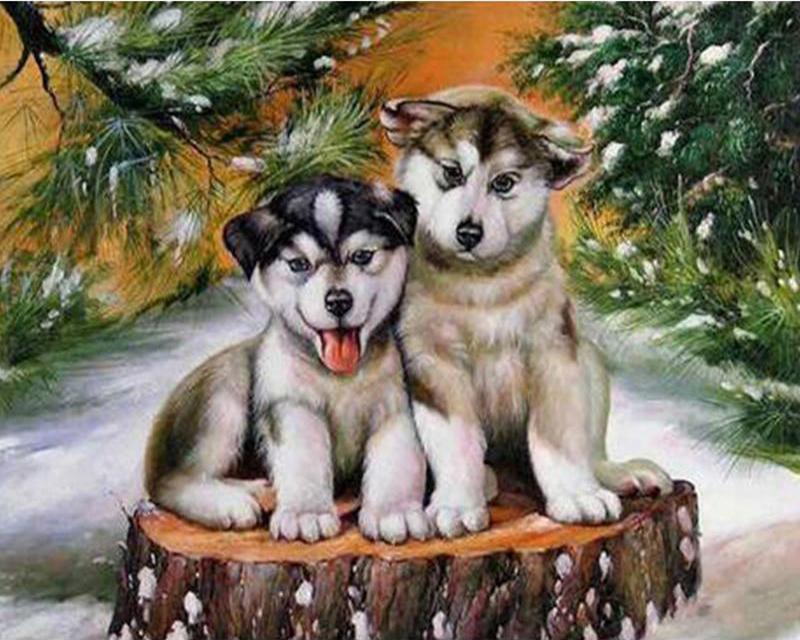 5D DIY Diamond Painting Cross Stitch Full Square Round Drill Embroidery Animal Dog Handmade Wall Decor