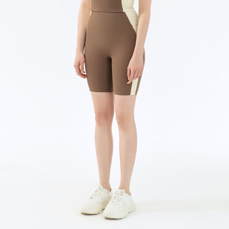 

Anjiu Women s High-Waisted Butt-Lifting Color-Block Yoga Running Shorts Large шоколадний