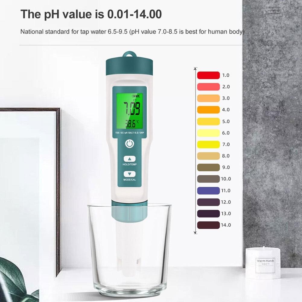 8 In 1 Multi Functional Water Quality Meter Portable Digital PH Tester Drinking Water Aquariums Water Quality Tester Pen