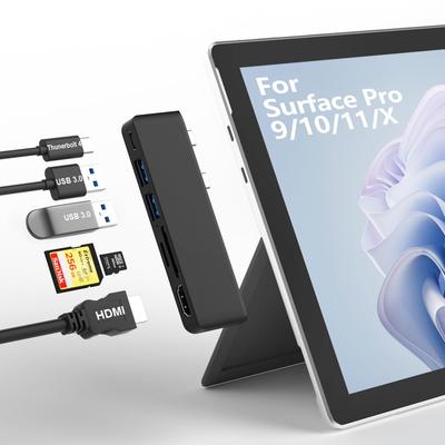 Surface Pro Hub 4K HDMI Port USB C Thunderbolt 4 PD Charging USB Card Reader Microsoft Surface Pro Dedicated Dock 9/10/11/X + (Display + + Data) +