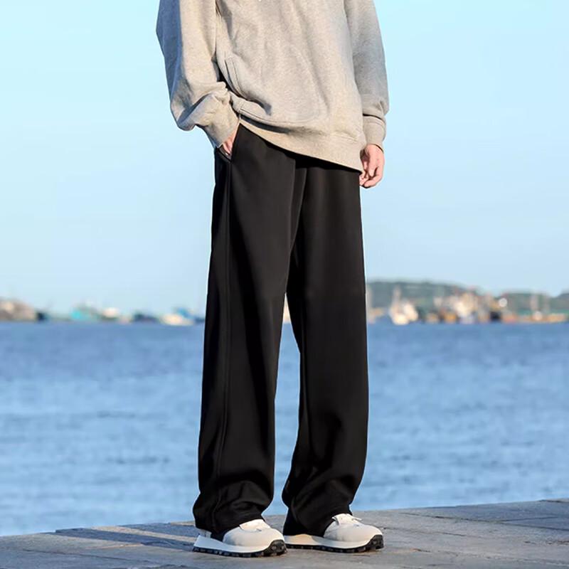 

Homlean Men s American Retro Wide-Leg Casual Pants AN04 XL