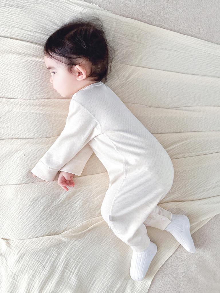 Infant Autumn Long-Sleeve Sleeveless Diagonal Collar Bodysuit Pajamas, Warm & Close-Fitting, Spring Class A