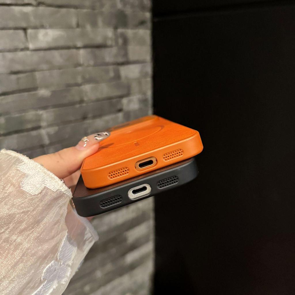 Magnetic Leather Texture Phone Case with Lens Film for iPhone 16 Pro Max