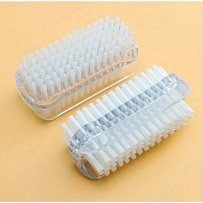 Plastic Nail Dust Powder Cleaning Brush Double Sided Hand Fingernail Toes Scrubbing Brush Cleaner