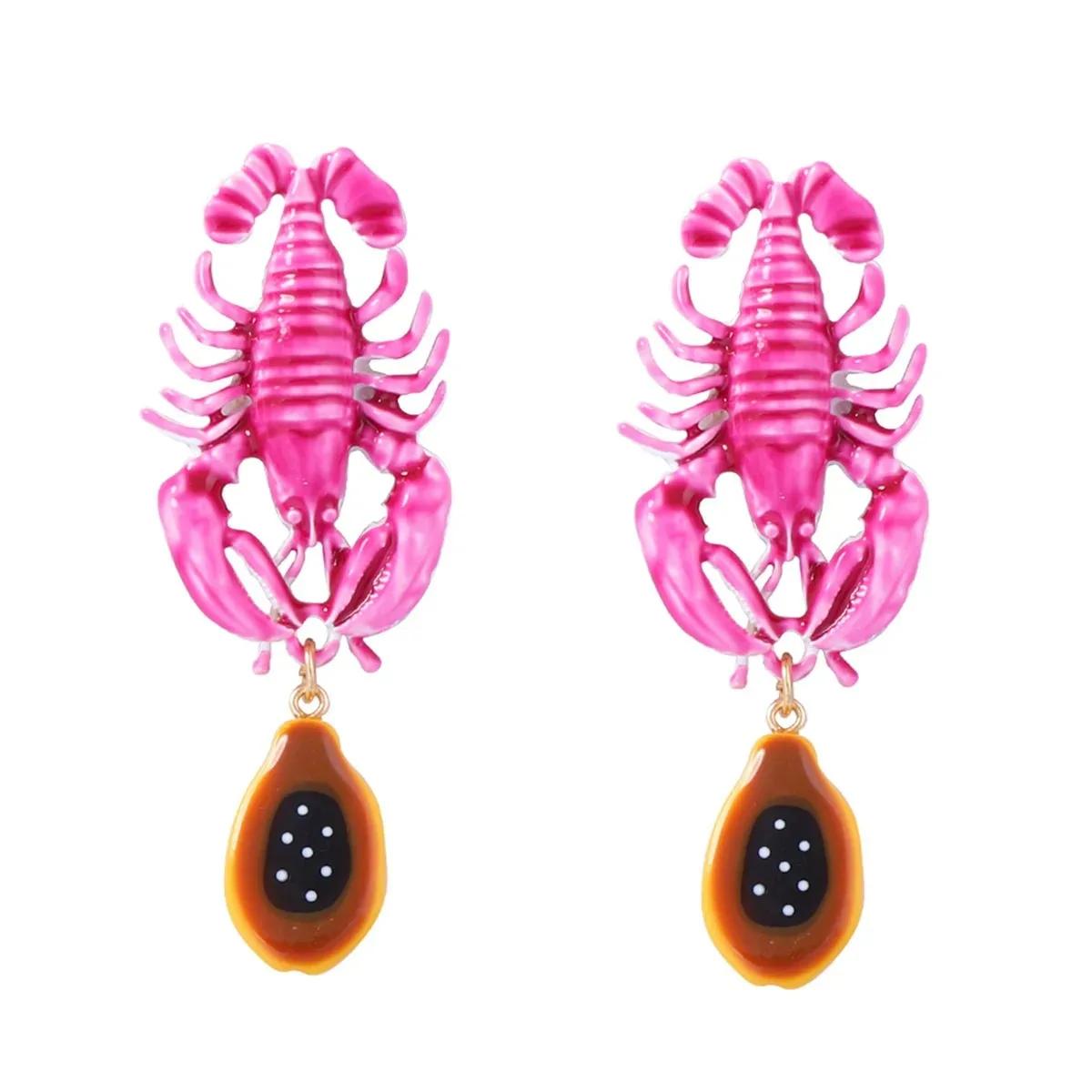 

2025 New ZAA Personality Metal Animals Lobster Pendant Earrings Necklace for Women Summer Beach Party Accessories Jewelry Gifts