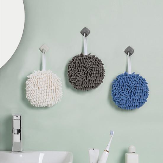 Chenille Hand Towel with Hanging Strap Highly Water Absorbent Soft Superfine Fiber
