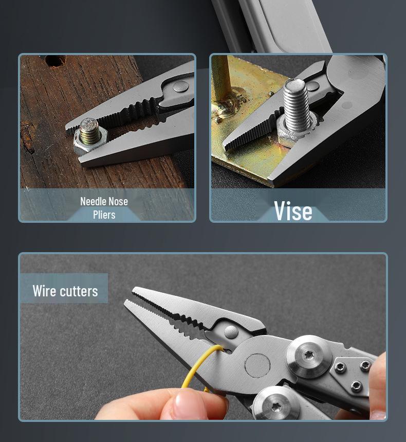 Folding Multifunctional Needle-nose Pliers & Small Knife for Outdoor Camping