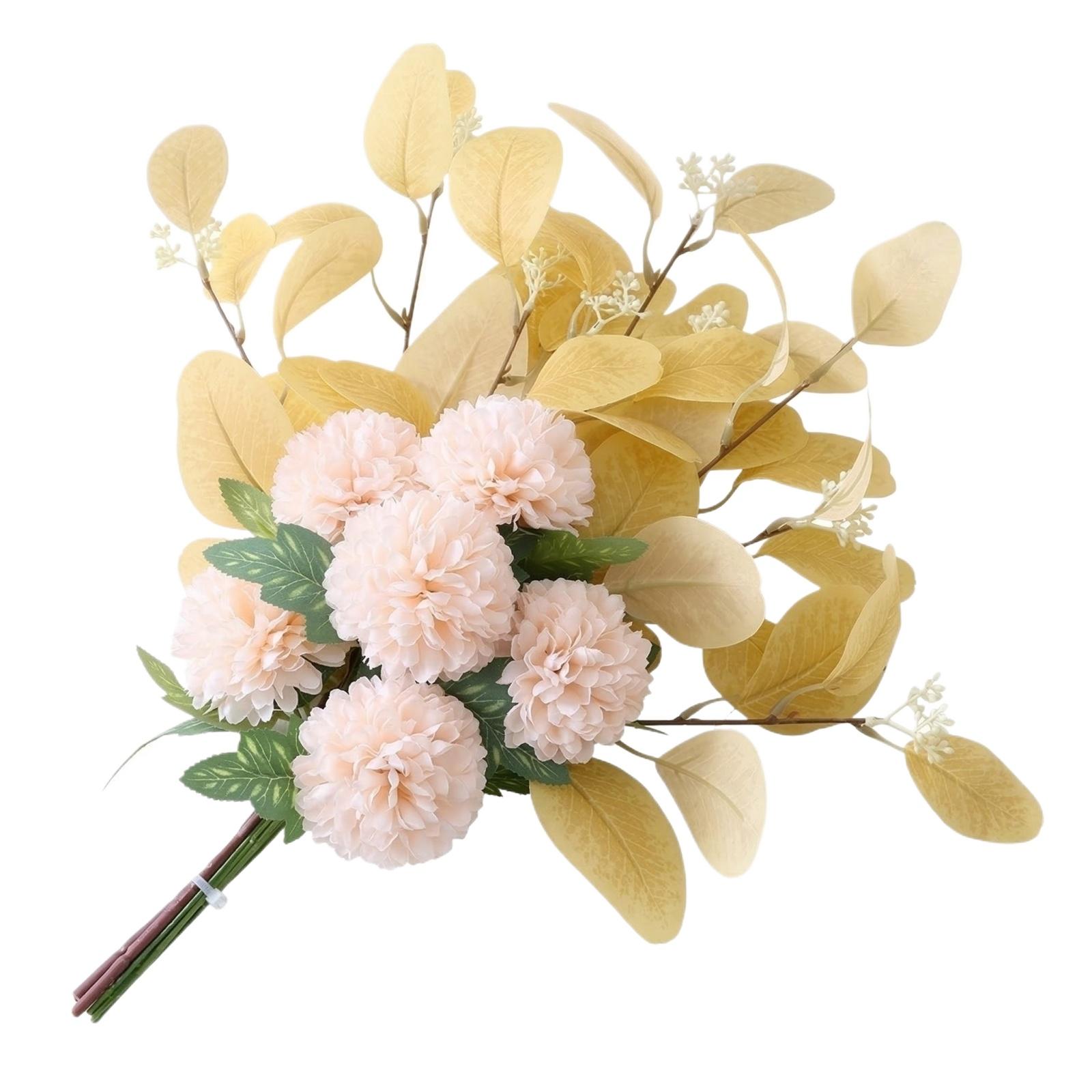 

Artificial Chrysanthemum Bouquet with Realistic Leaves and Stems for Home Office Wedding Party Decoration Arrangement One Size хаки