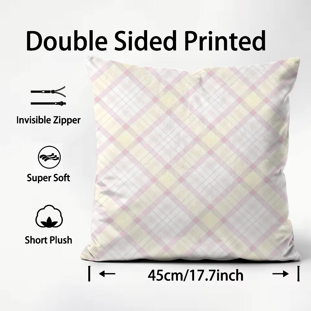 Simple Checkered Pattern Cushion Cover Comfortable Reversible Pillow Cover Ideal For Car Sofa Bedroom & Beyond